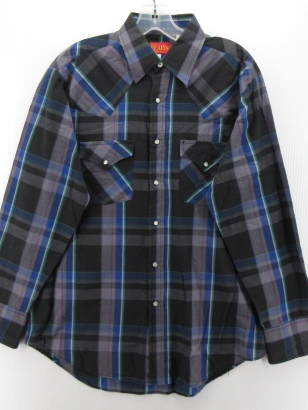 VINTAGE Ely Plains Shirt Medium Western Pearl Snap Plaid Cowboy Rodeo